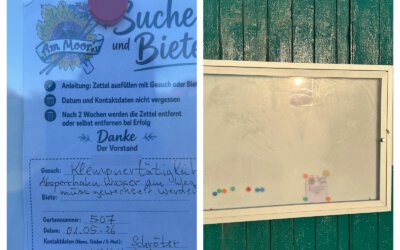 Jetzt am Grünen Schuppen: Unser neuer Suche-/Biete-Schaukasten